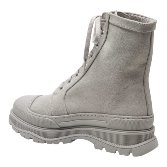 Free People Camp Out womens canvas lace up military boot in Dove Grey size 8 - Picture 11 of 15